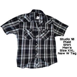 Studio 10 Plaid Shirt Size XXL Men’s New W Tag black